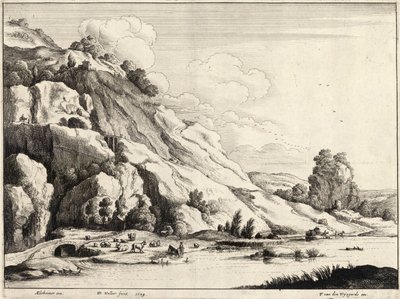 The Stone Bridge (Elsheimer) (detail) by Wenceslaus Hollar